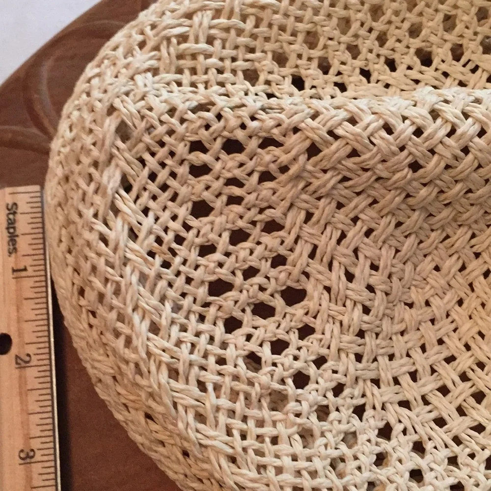 Tan hat with blue flowers - Picture 6 of 8